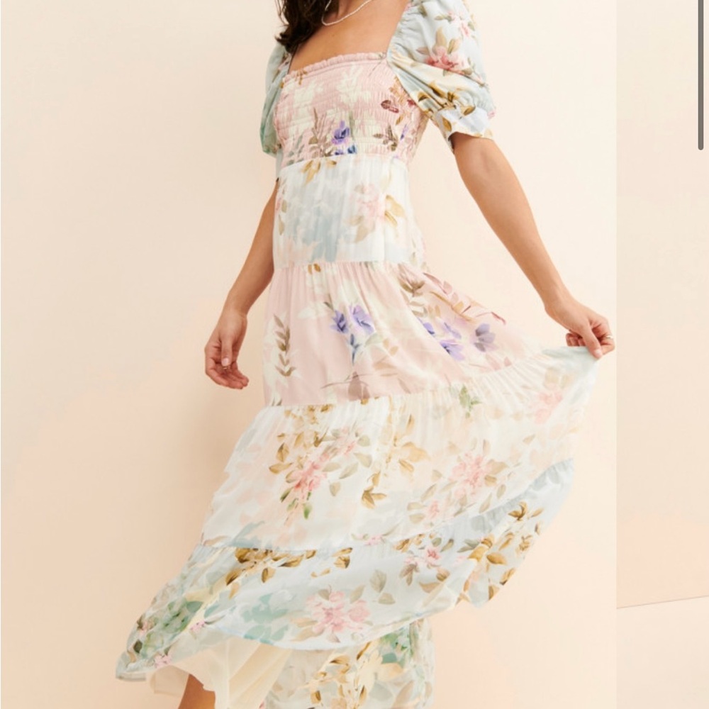 Yumi Kim Pastel Floral Smocked Dress - Like New